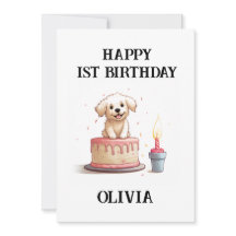 Parabéns de primeiro aniversario Feliz, Nome e Pup