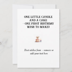 Cartão Parabéns de primeiro aniversario Feliz, Nome e Pup