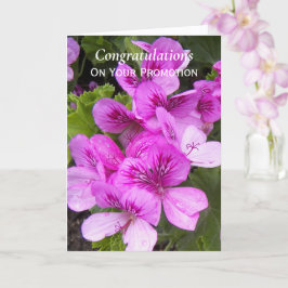 Cartão Parabéns de promoção floral de alemães cor-de-rosa