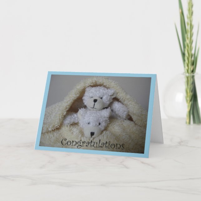 Cartão parabéns de ursos gêmeos (Frente)