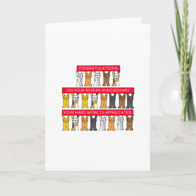 Cartão parabéns do aniversário de 30 anos de trabalho Gat (Frente)