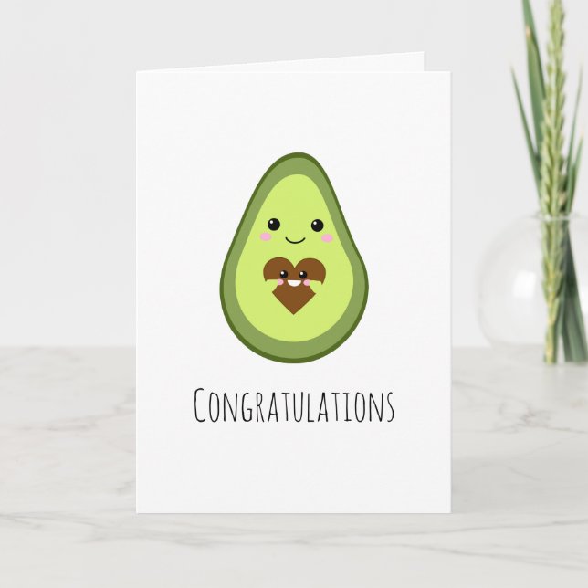 Cartão Parabéns do Chá de fraldas Kawaii Avocado Cute (Frente)