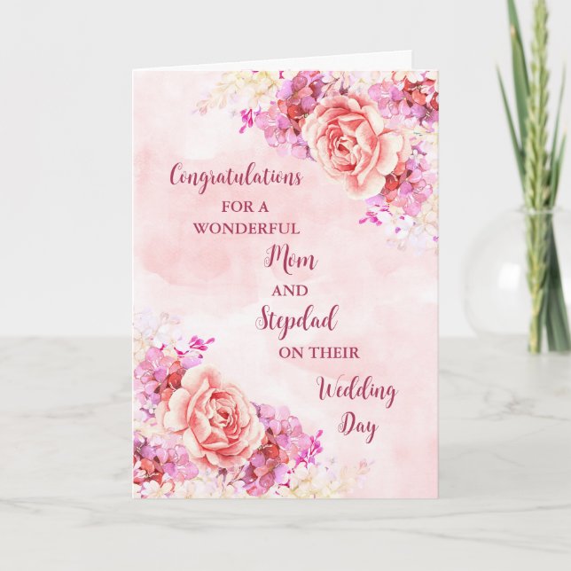 Cartão Parabéns do Dia de Casamento da Mãe e Stepdad (Frente)