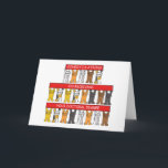 Cartão Parabéns do doutoramento<br><div class="desc">Três fileiras dos gatinhos bonitos dos desenhos animados de cores diferentes que sustentam as bandeiras longas,  vermelhas que dizem "parabéns em receber seu grau do doutorado".</div>