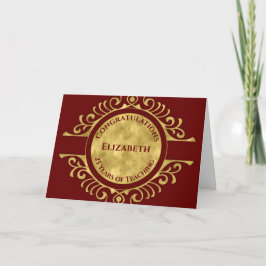 Cartão Parabéns educadores Elegante Vermelho Dourado