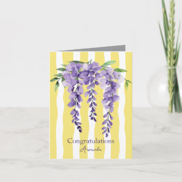 Cartão Parabéns elegante floral aquarela Amarela