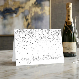 Cartão Parabéns em Glam Silver Confetti Script