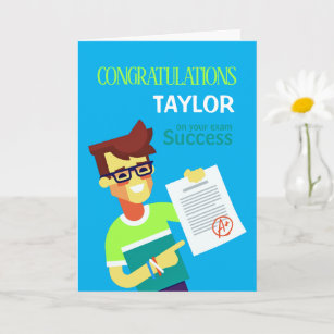 Cartão Parabéns em seu exame de sucesso - personalizáveis