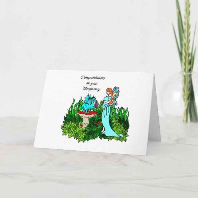 Cartão Parabéns em seu país das fadas grávido da gravidez (Frente)