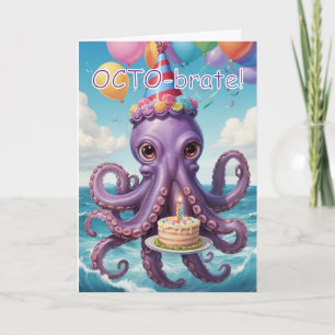 Cartão Parabéns engraçados de aniversário de polvo - Octo
