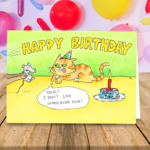 Cartão Parabéns engraçados de aniversário para gato