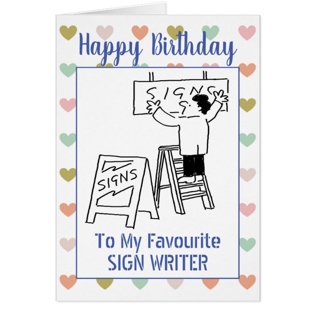 Cartão Parabéns - Escritor de Sinal de Aniversário (Frente)