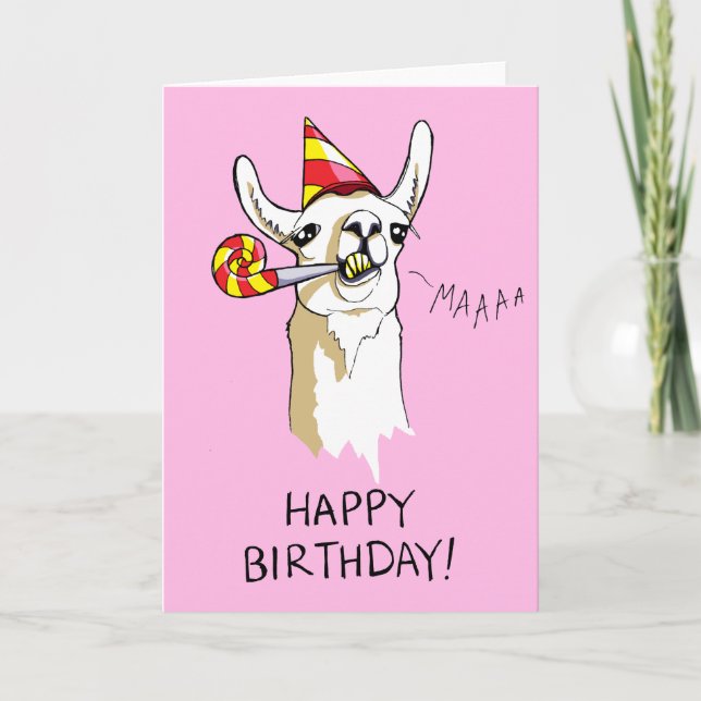 Cartão Parabéns Festa de Aniversário, Llama Card (Frente)