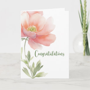 Cartão Parabéns Flor de Aquarela Grande e Elegante