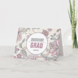 Cartão Parabéns Formando. Padrão Floral Personalizado