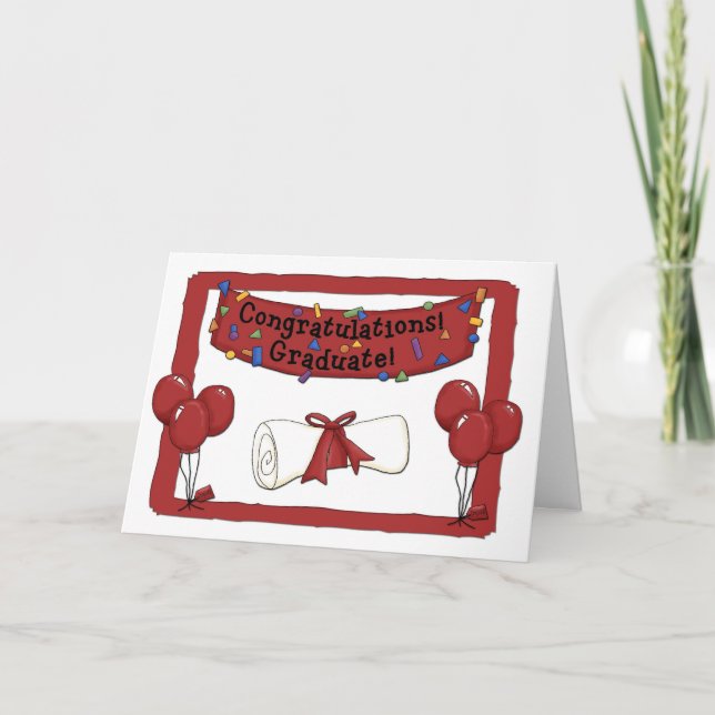 Cartão Parabéns formandos vermelhos (Frente)