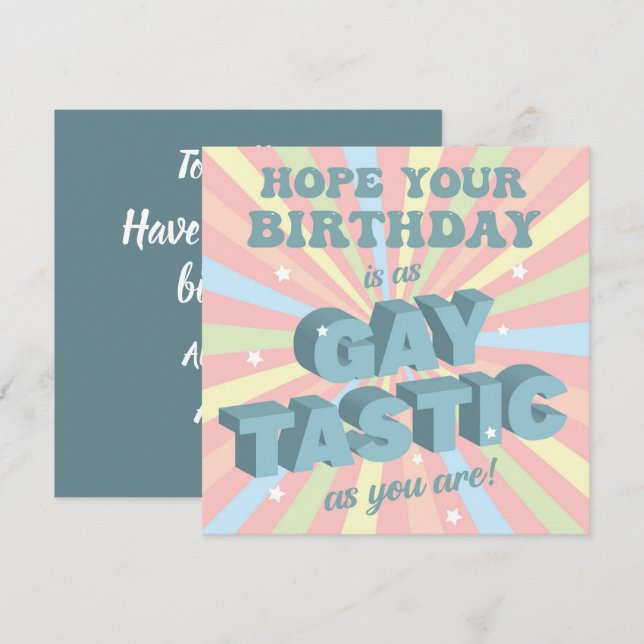 Cartão Parabéns Gay Fantástico (Frente/Verso)