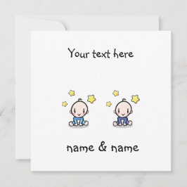 Cartão Parabéns Gêmeos De Bebês, Com Nomes, Gêmeos