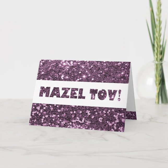 Cartão Parabéns Glitter Lilás Roxo Mazel Tov (Frente)