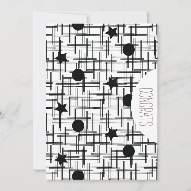 Cartão Parabéns Graduado Abstrato Monocromático Estrelas (Frente)