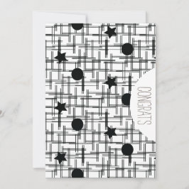 Cartão Parabéns Graduado Estrelas Monocromáticas Abstrata