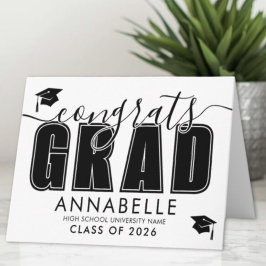 Cartão Parabéns Graduado Formatura Preto e Branco