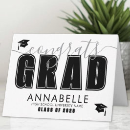 Cartão Parabéns Graduado Formatura Preto e Branco