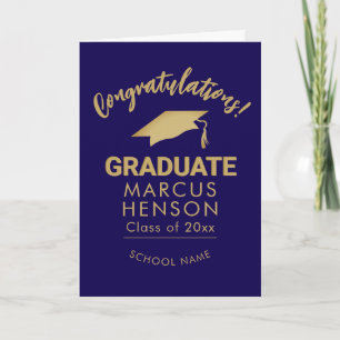 Cartão Parabéns Graduado Ouro Tampa de Graduação