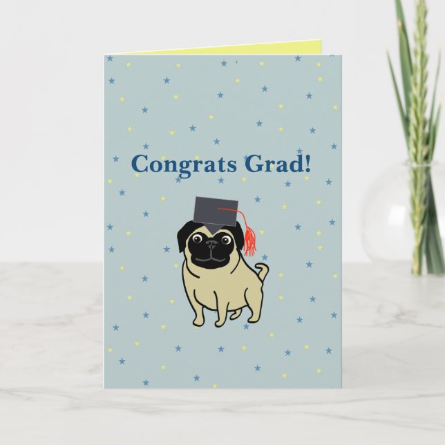 Cartão Parabéns Graduado Pug (Frente)