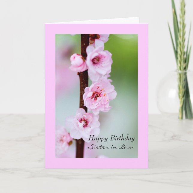 Cartão Parabéns, irmã de aniversário (Frente)