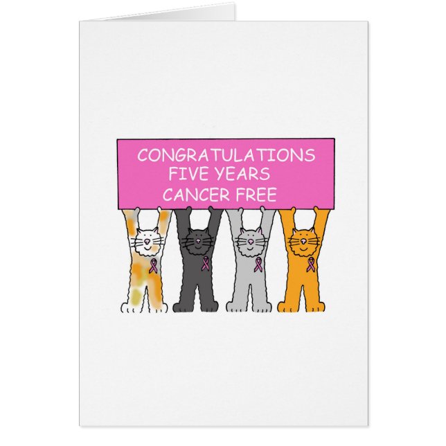 Cartão Parabéns isentos de Cancer de cinco anos (Frente)