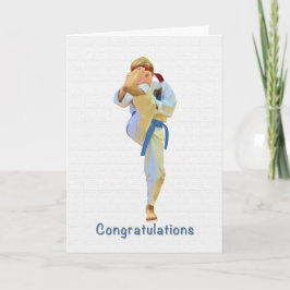 Cartão Parabéns, Karate Kicking Blue Belet Card