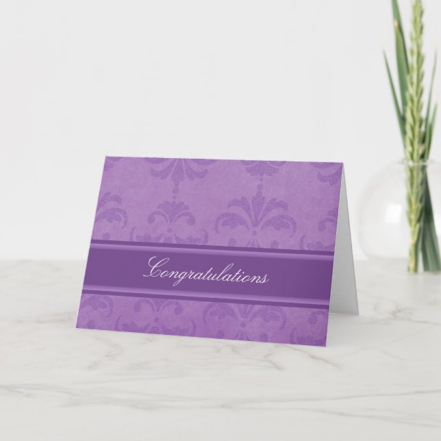 Cartão Parabéns Lilac Damask (Frente)