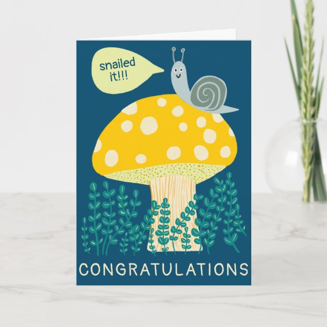 Cartão Parabéns Mágicos para Cogumelos de TI SNAIL (Frente)