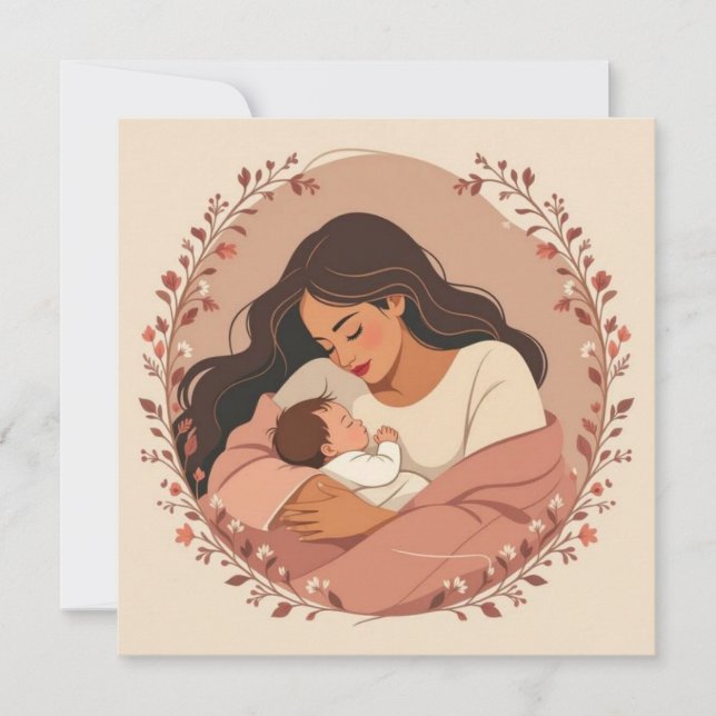 Cartão Parabéns mamãe nova mãe (Frente)