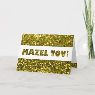 Cartão Parabéns Mazel Tov Brilho Dourado