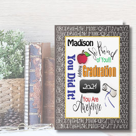 Cartão Parabéns modernos para a graduação do professor ed