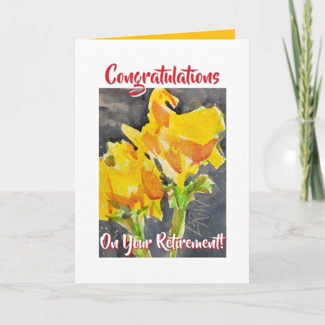 Cartão Parabéns Na Sua Aposentação Flores Amarelas (Frente)