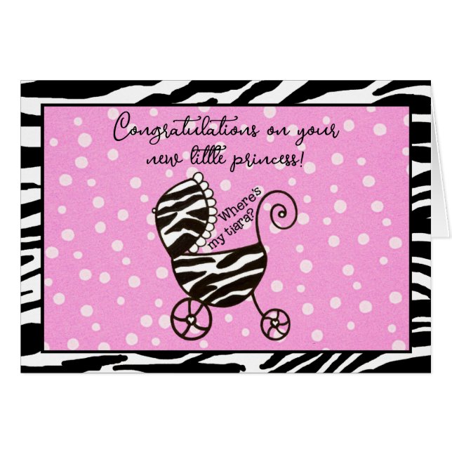 Cartão Parabéns na sua nova princesa! (Frente horizontal)