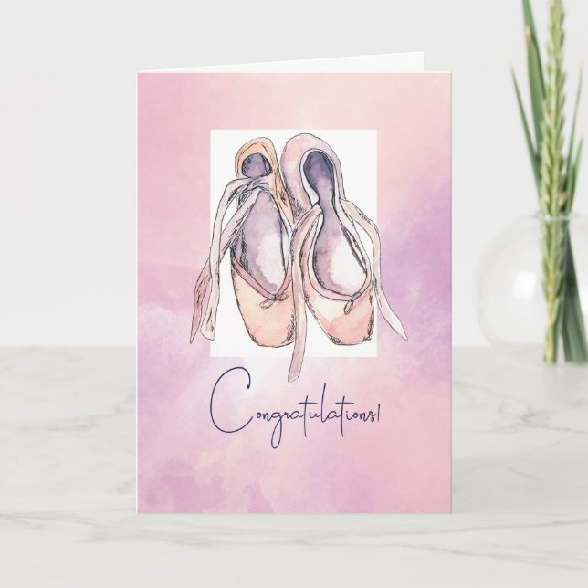 Cartão Parabéns na Watercolor de desempenho do Balé (Frente)