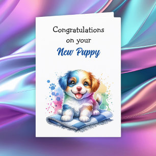 Cartão Parabéns no Novo Puppy!