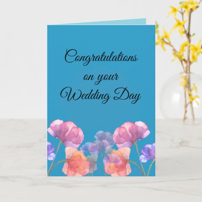 Cartão Parabéns no seu dia de casamento (Flor Amarela)