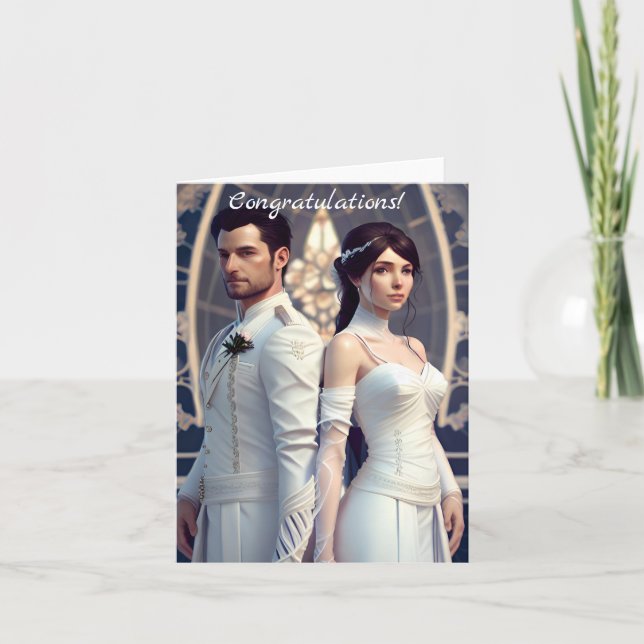 Cartão Parabéns no seu dia de casamento (Frente)