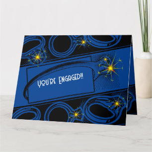 Cartão Parabéns no seu Noivado! (Azul Escuro)