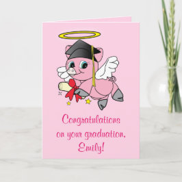 Cartão Parabéns no seu Pig Angel de graduação