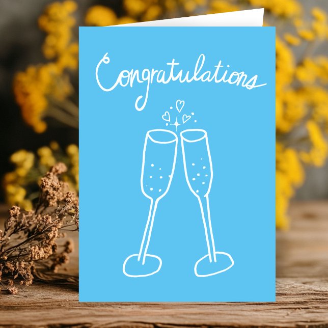 Cartão Parabéns Noivado de Champanhe (Congratulations Champagne Engagement Wedding marriage Sketch Doodle Card
)