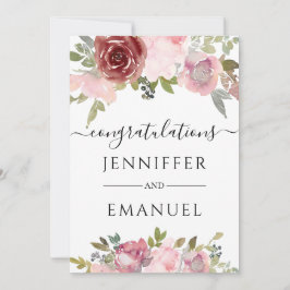 Cartão parabéns noivado nome personalizado rubor floral
