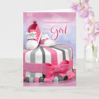 Cartão Parabéns Nova Garota Rosa e Roxo