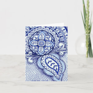 Cartão Parabéns Nova Mãe É um Menino Damask Mandala India