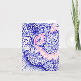 Cartão Parabéns Nova Mamãe Bebê Damask Mandala Indiana